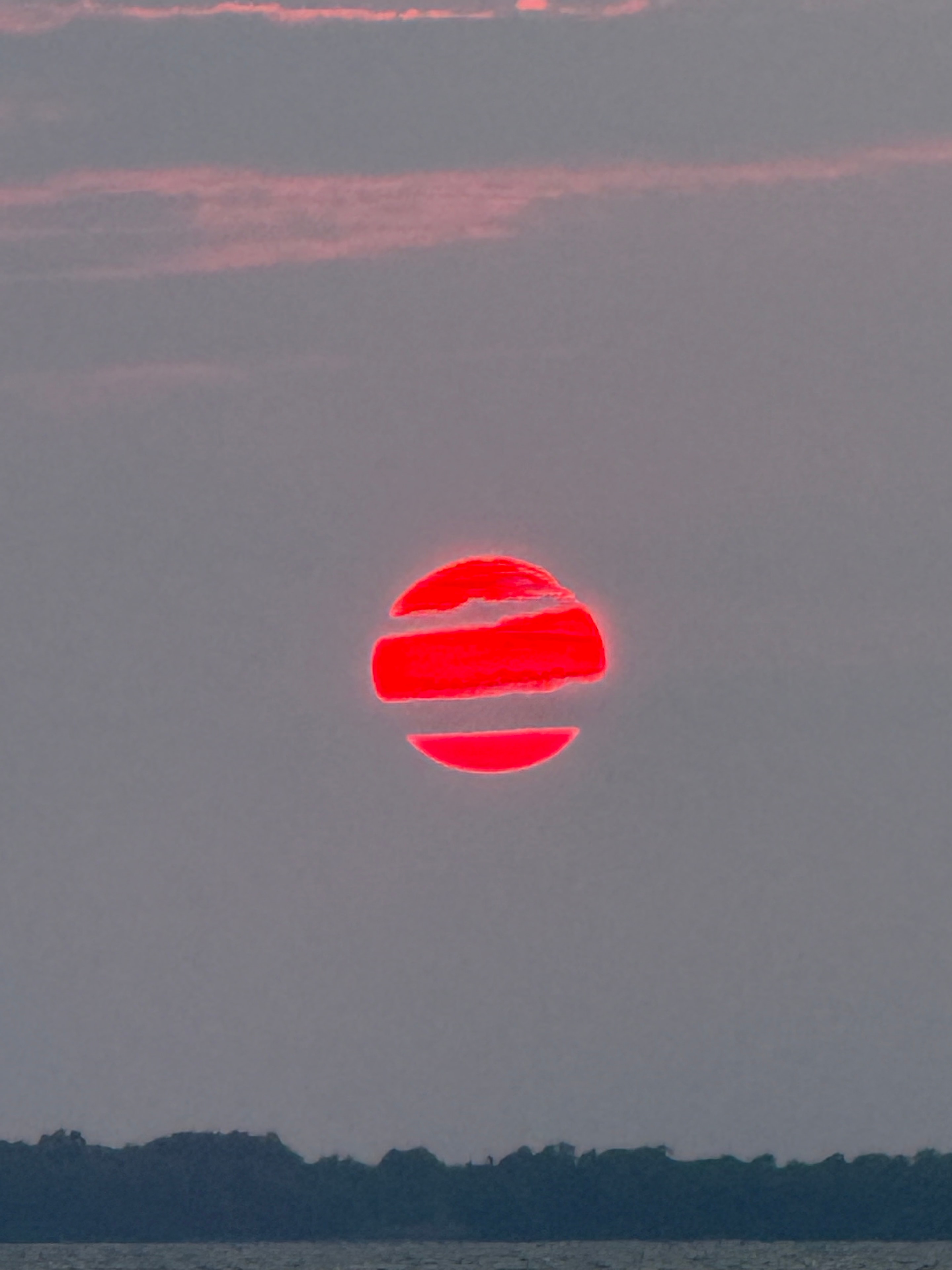 Red Sun Closeup Through the Haze