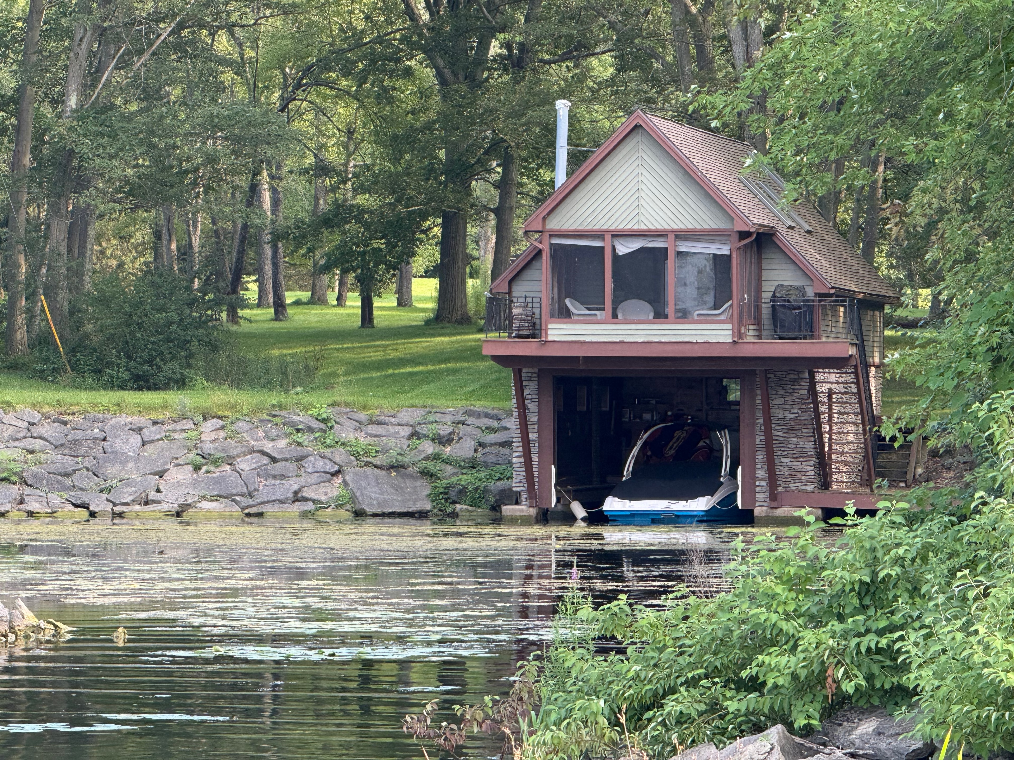 Wooded Boathouse on the Canal
