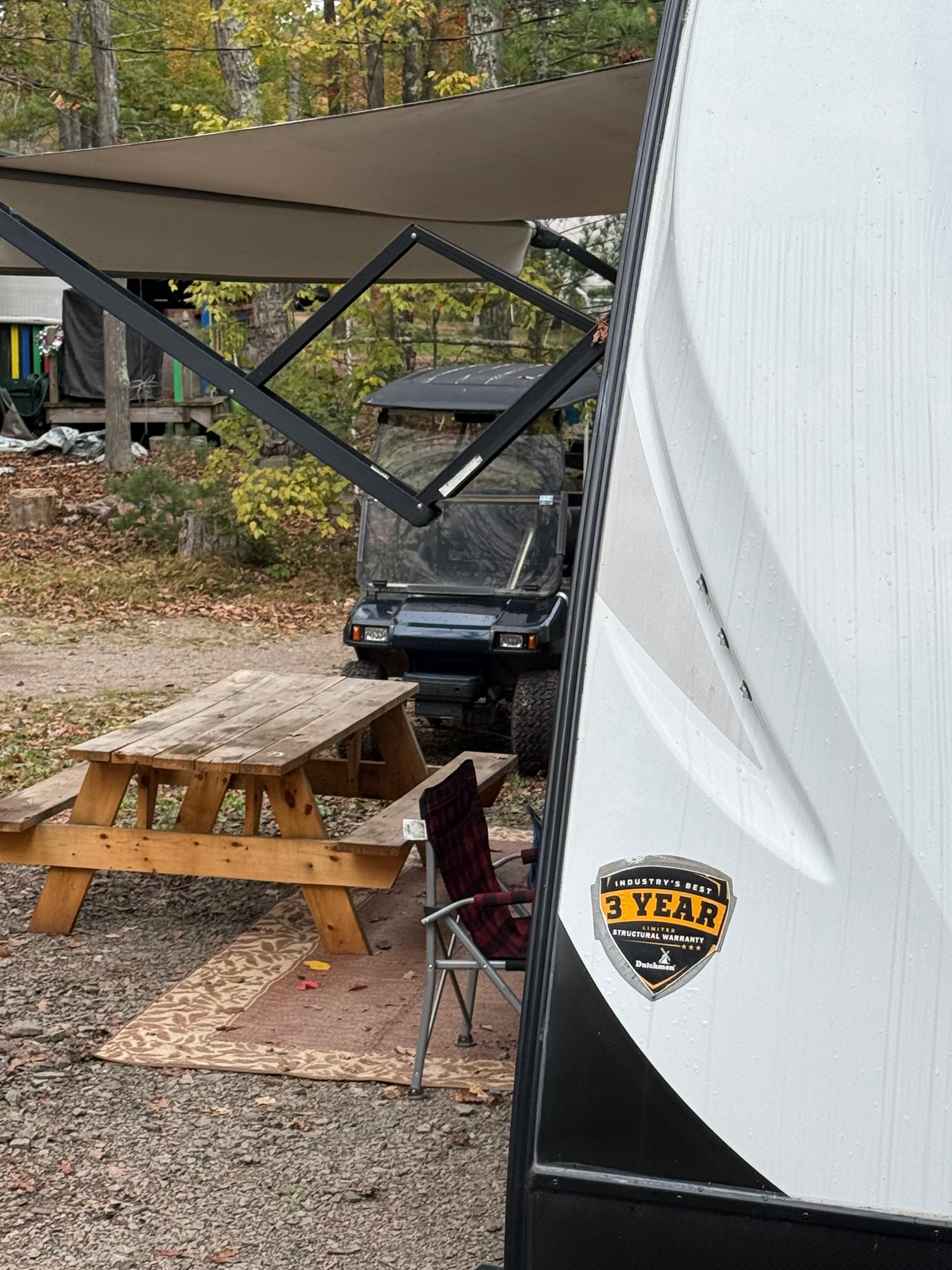 Kodiak awning open at the campsite