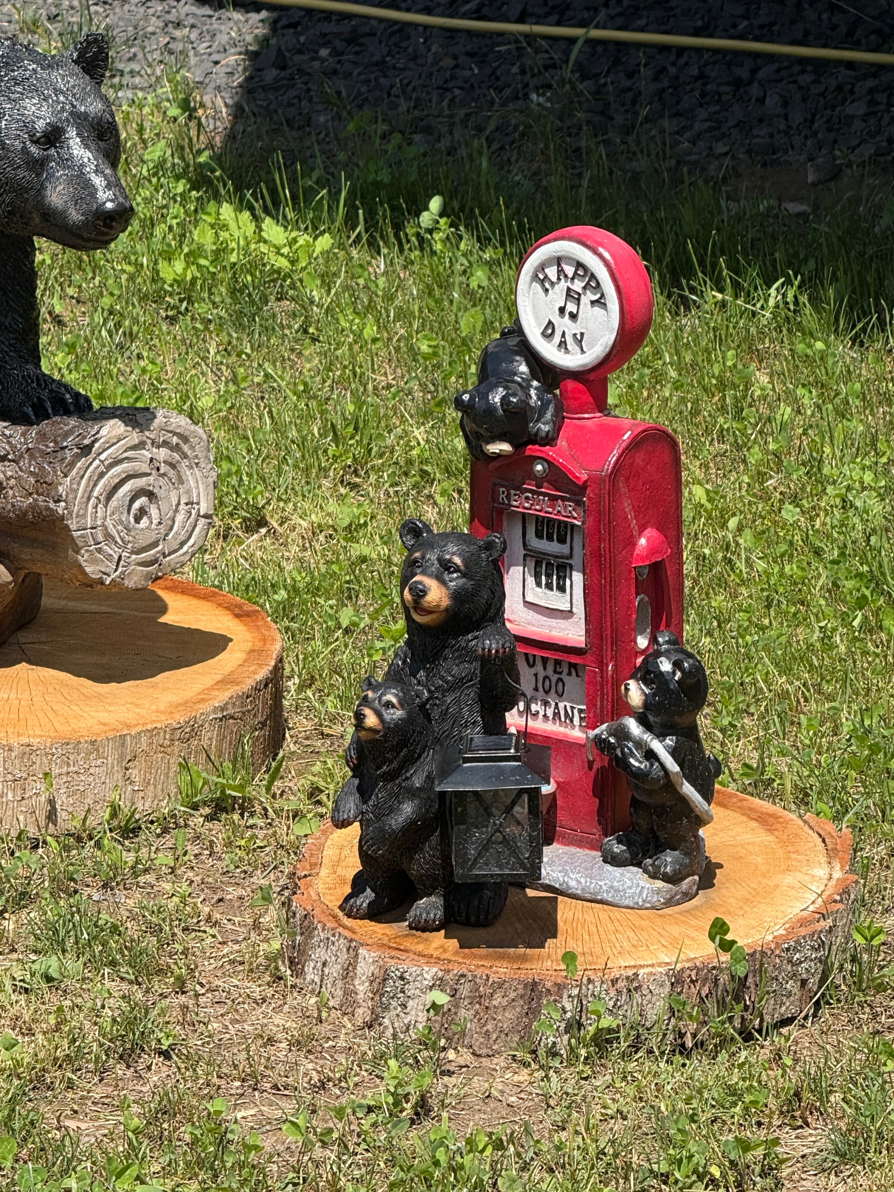 Bear cubs near the gas pump