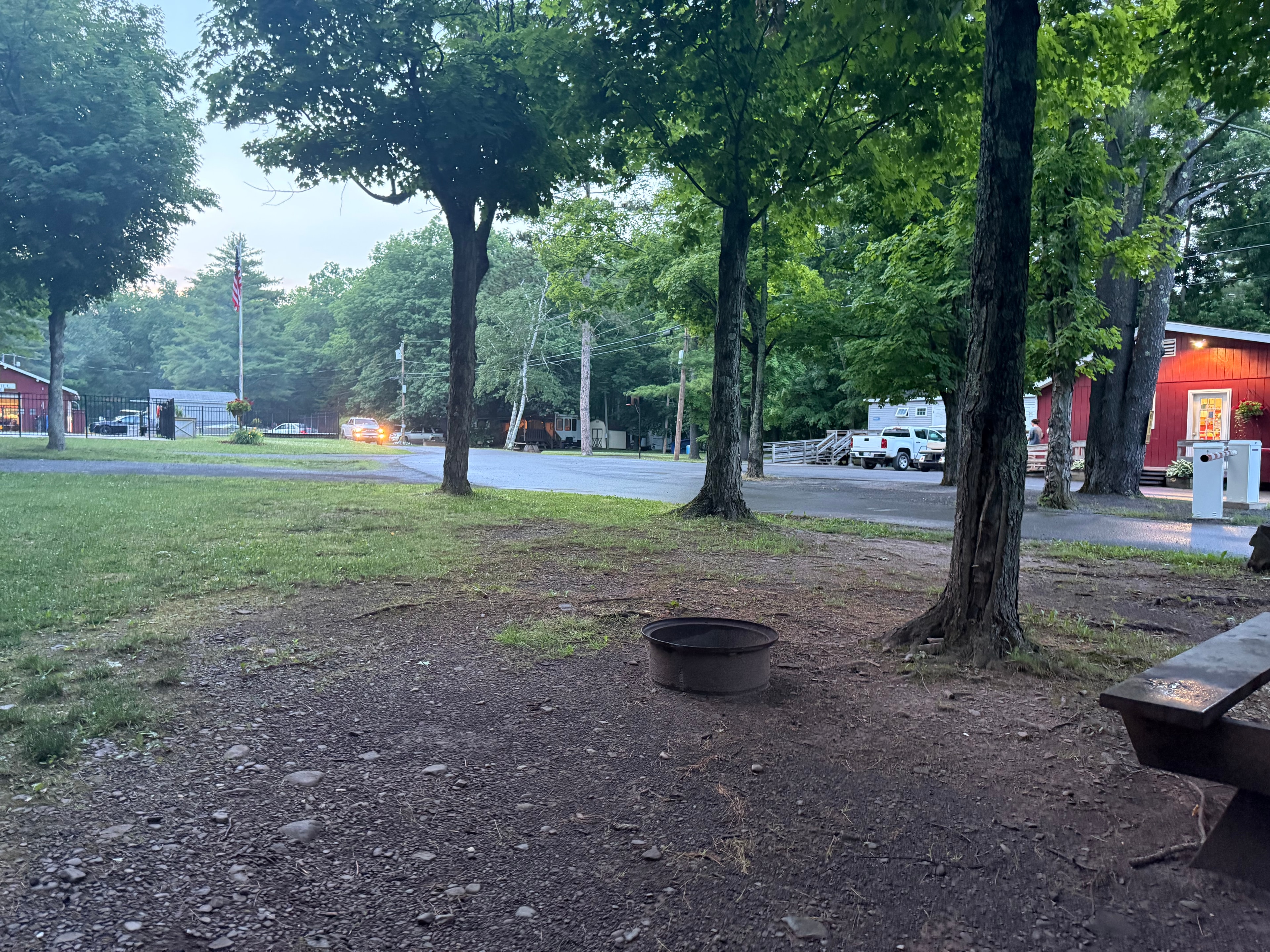 Campsite fire ring, evening