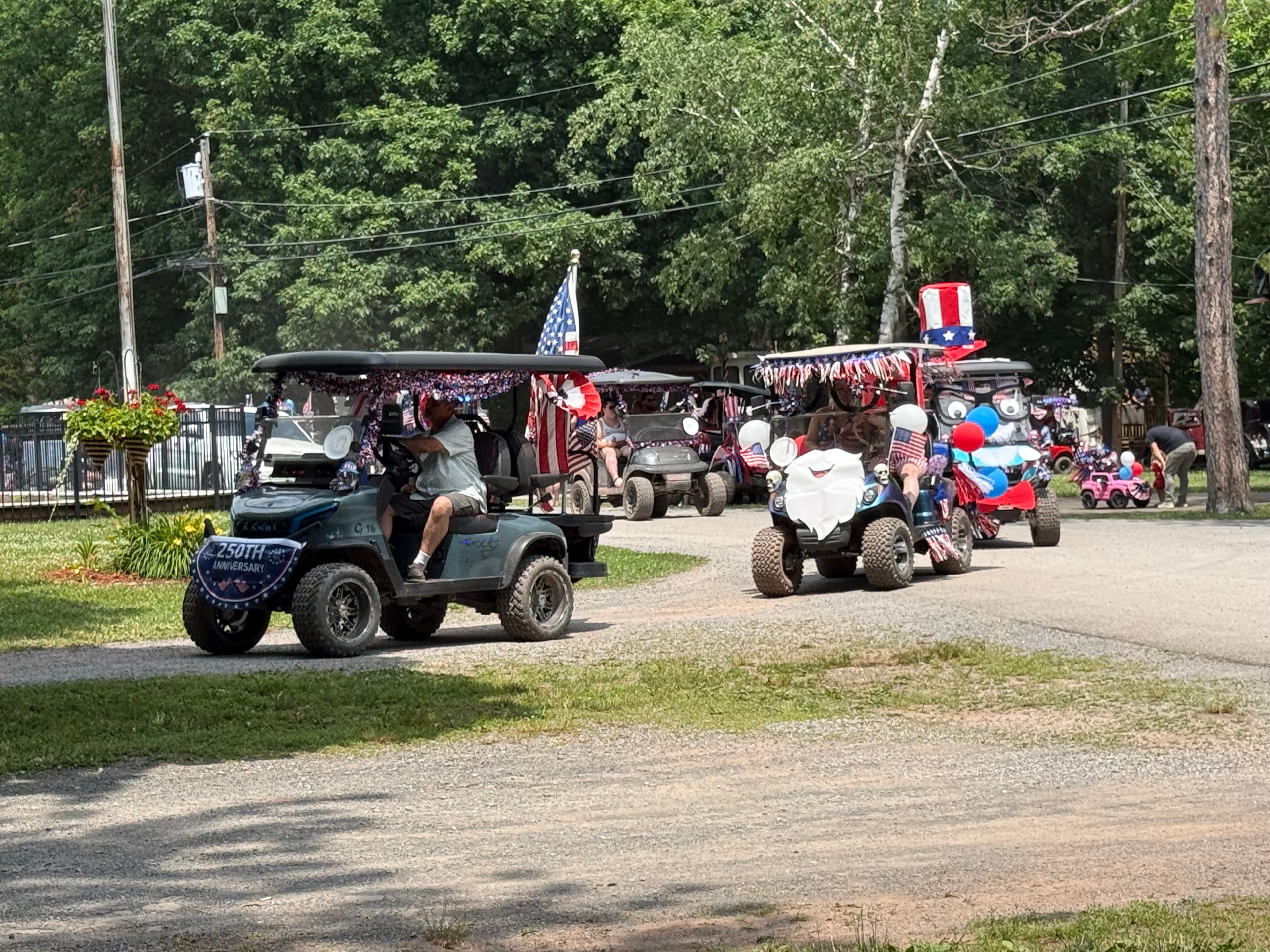 250th Anniversary cart lineup through the campground