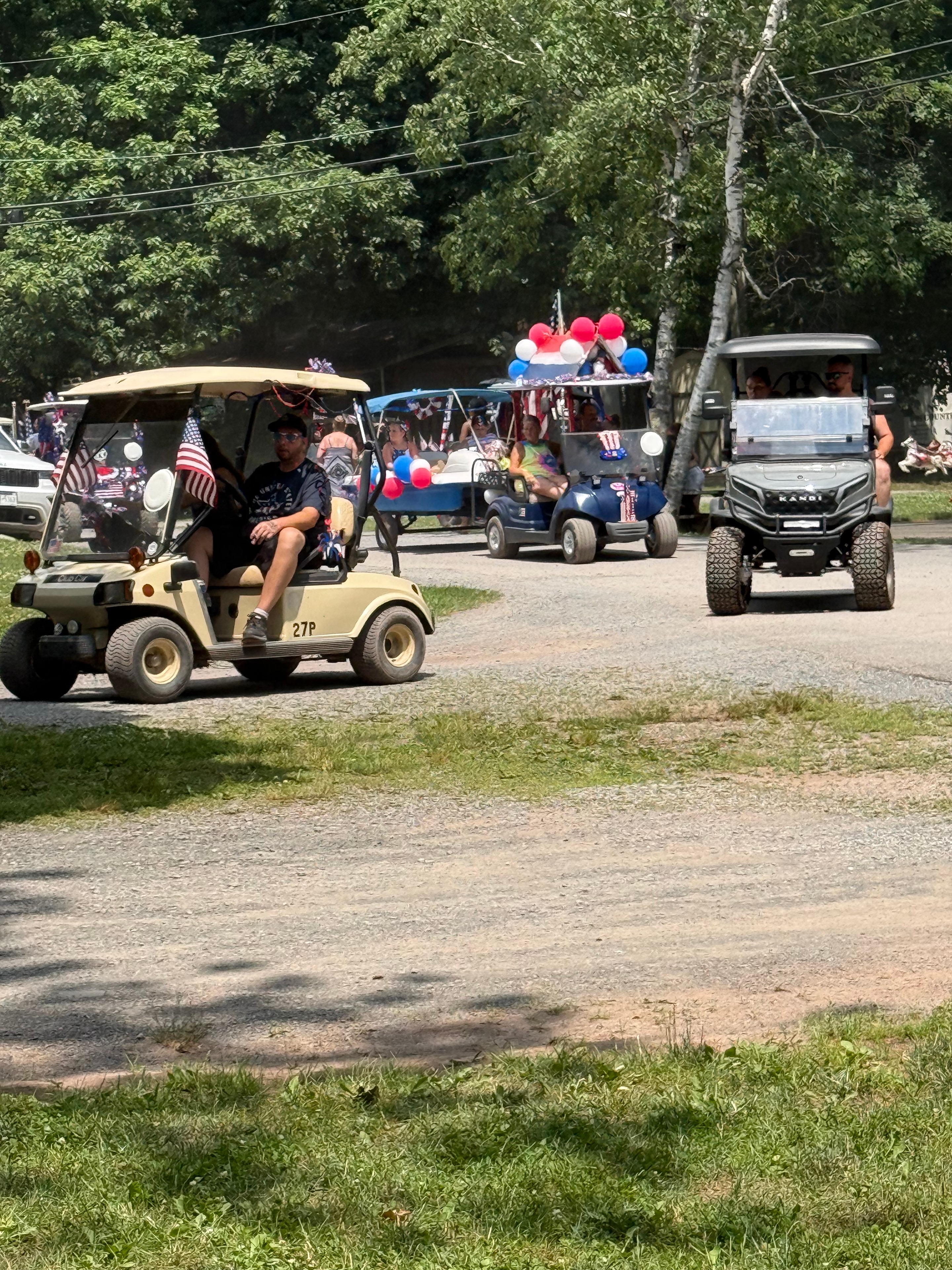 Kandi cart with red, white & blue balloons