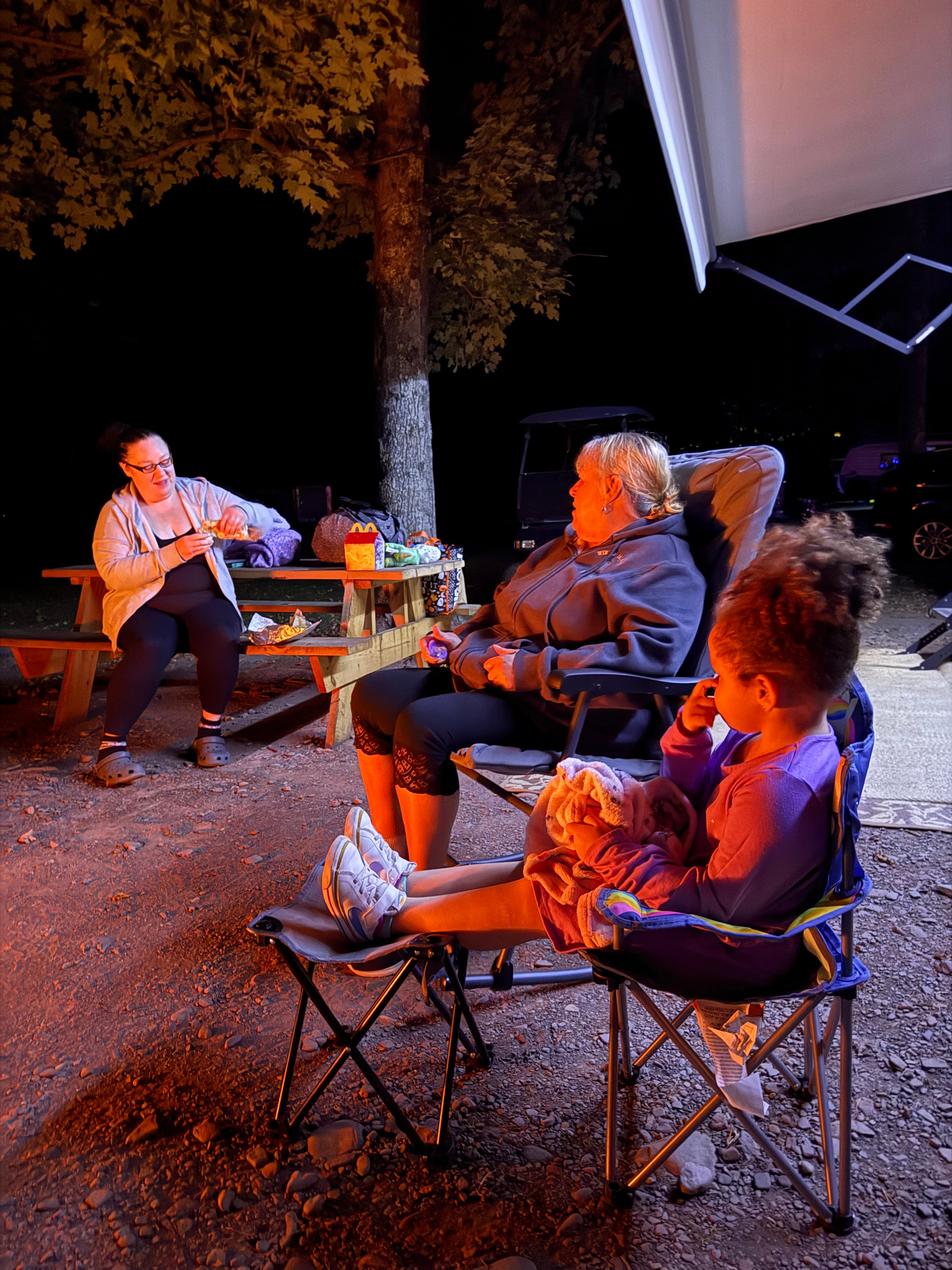 Family time around the fire