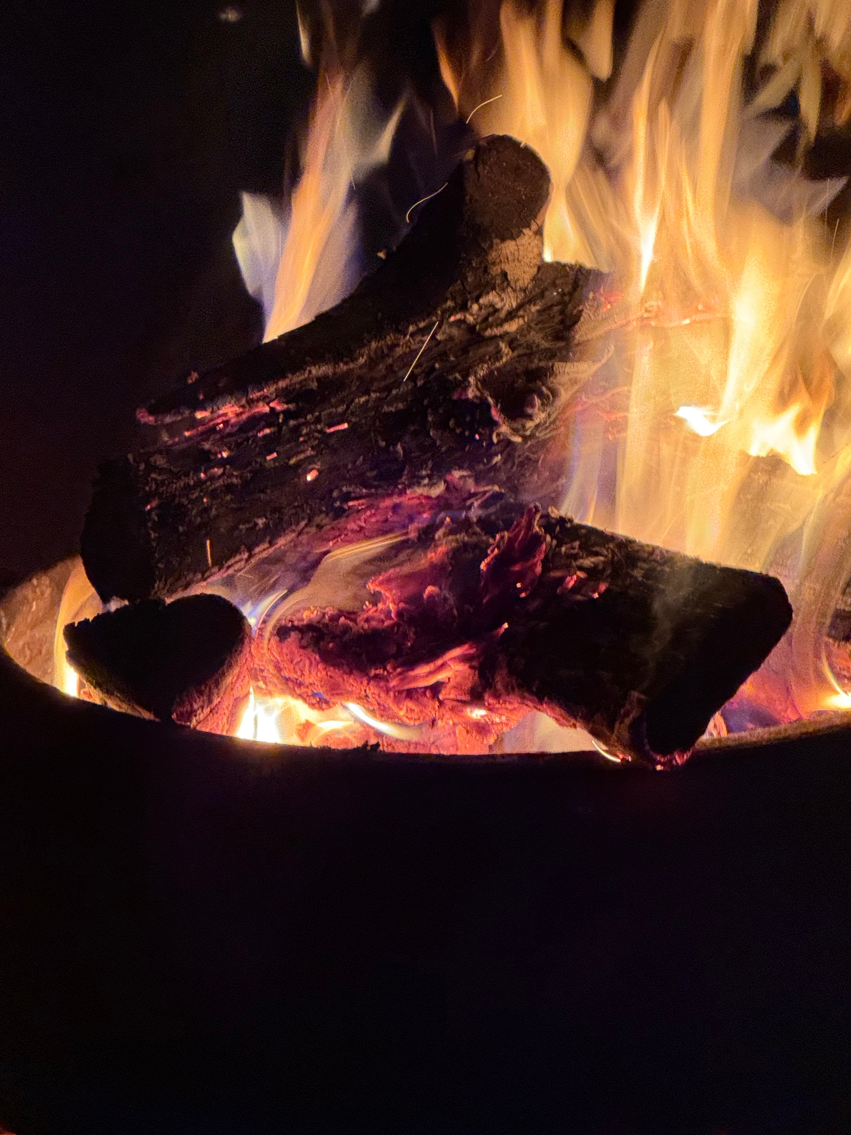 Close up of the campfire flames