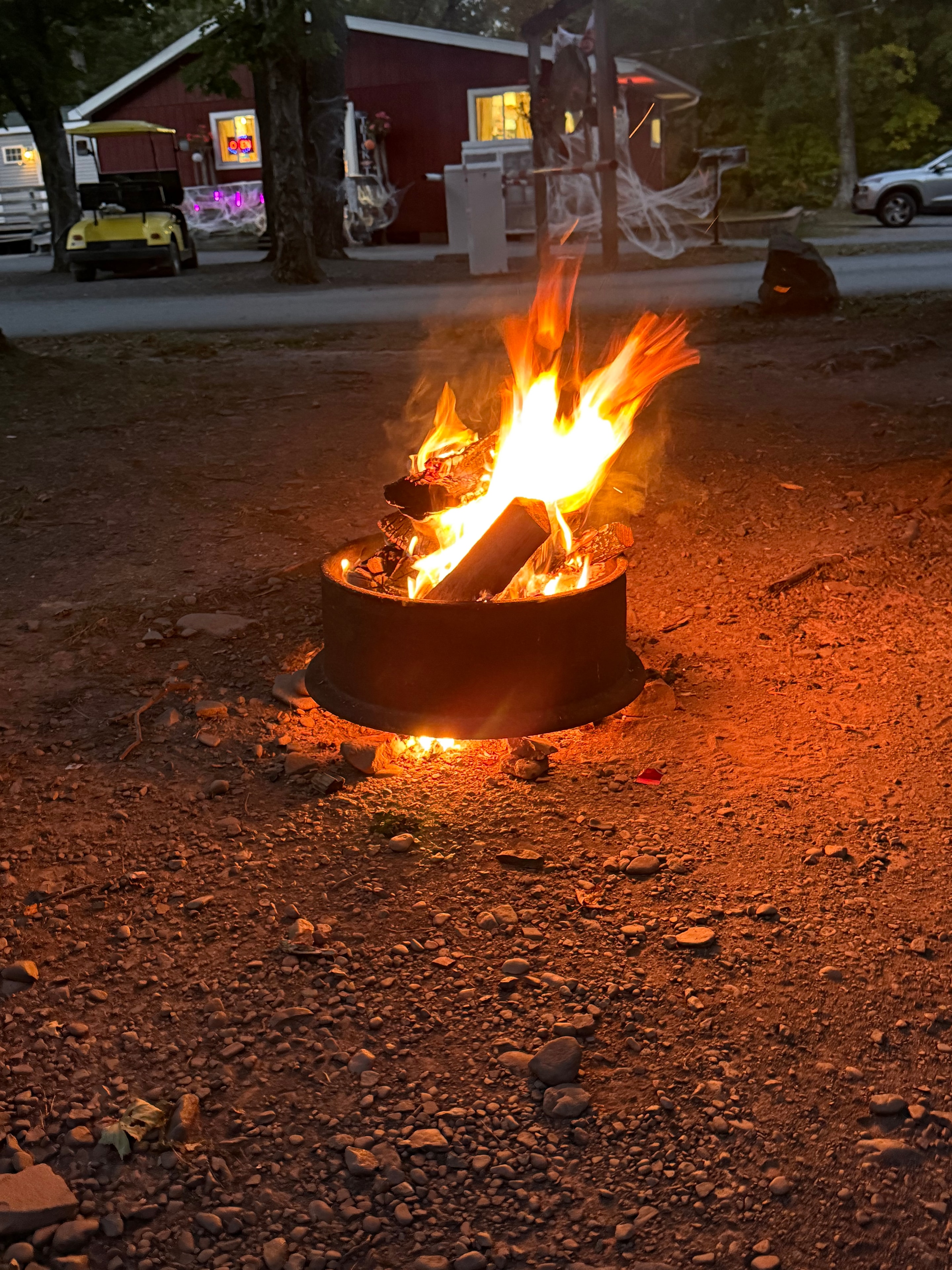 Halloween fire pit roaring