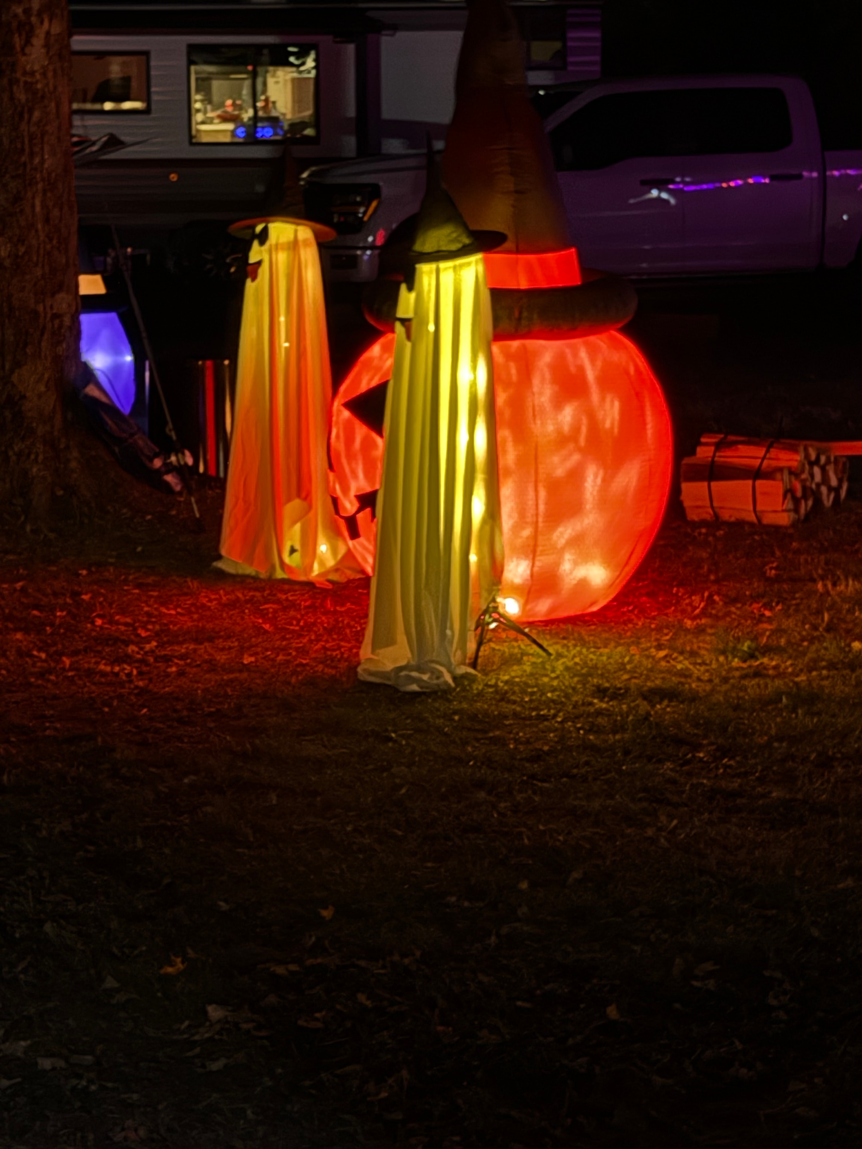 Neon inflatables lighting up the night