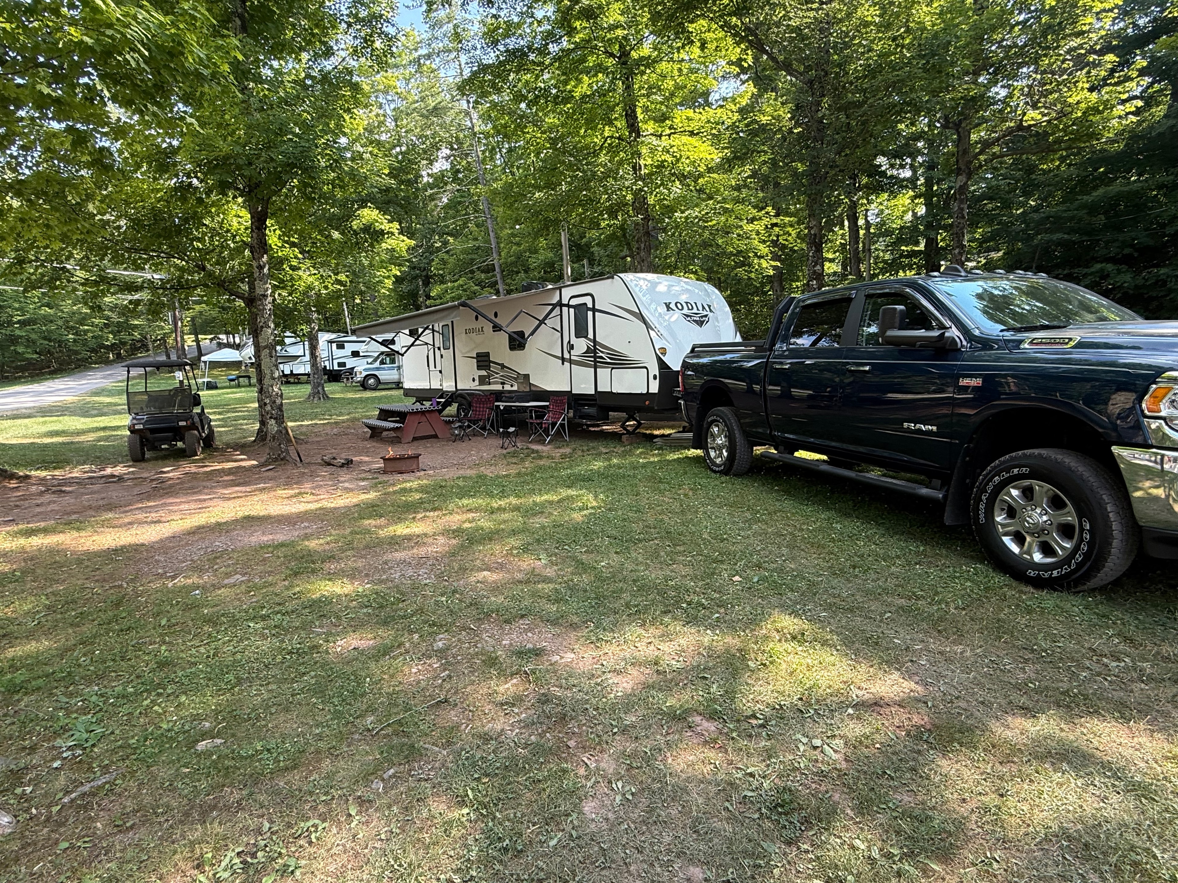 Kodiak and Ram at the campsite