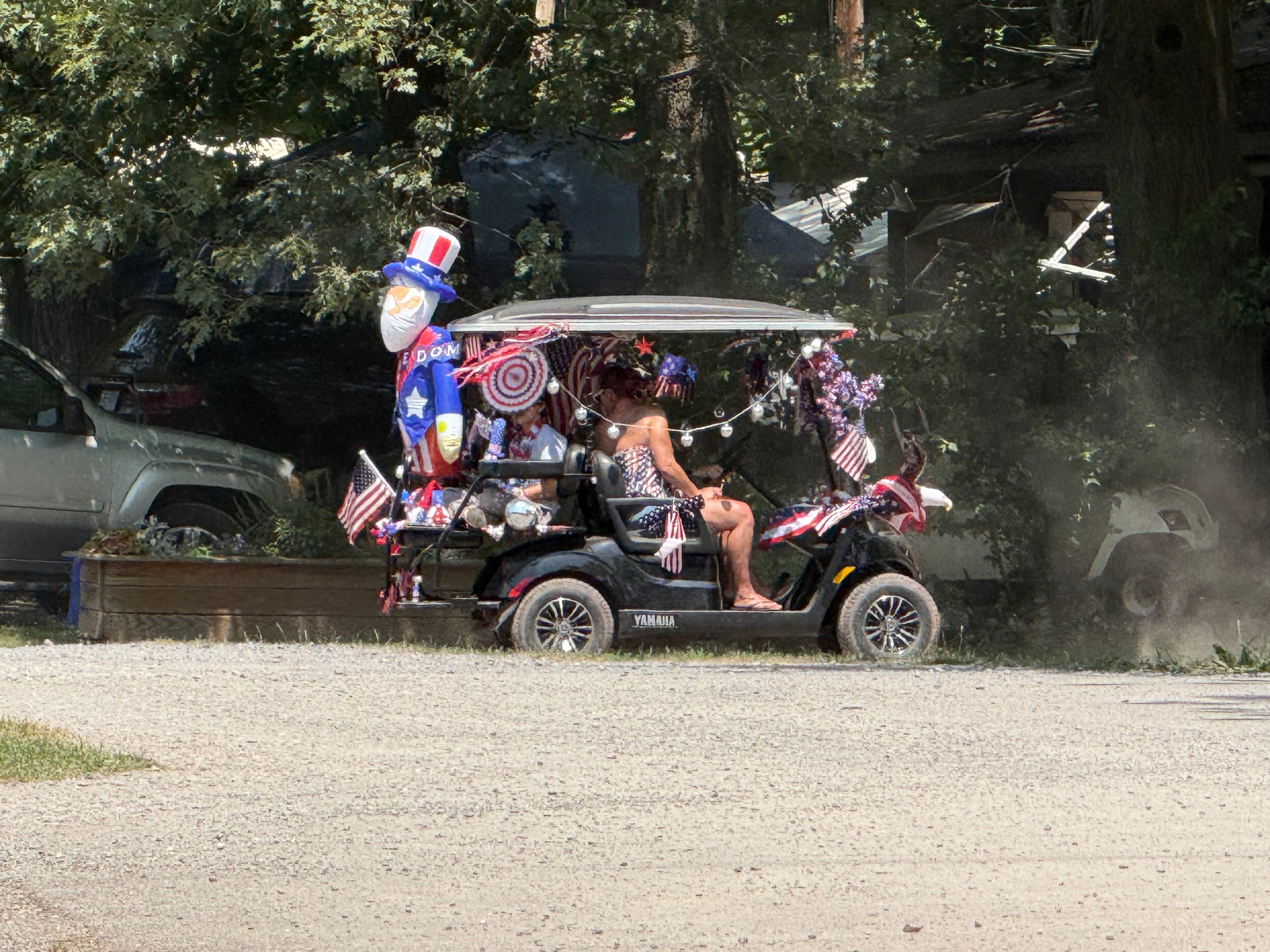 Yamaha cart decked out with Uncle Sam