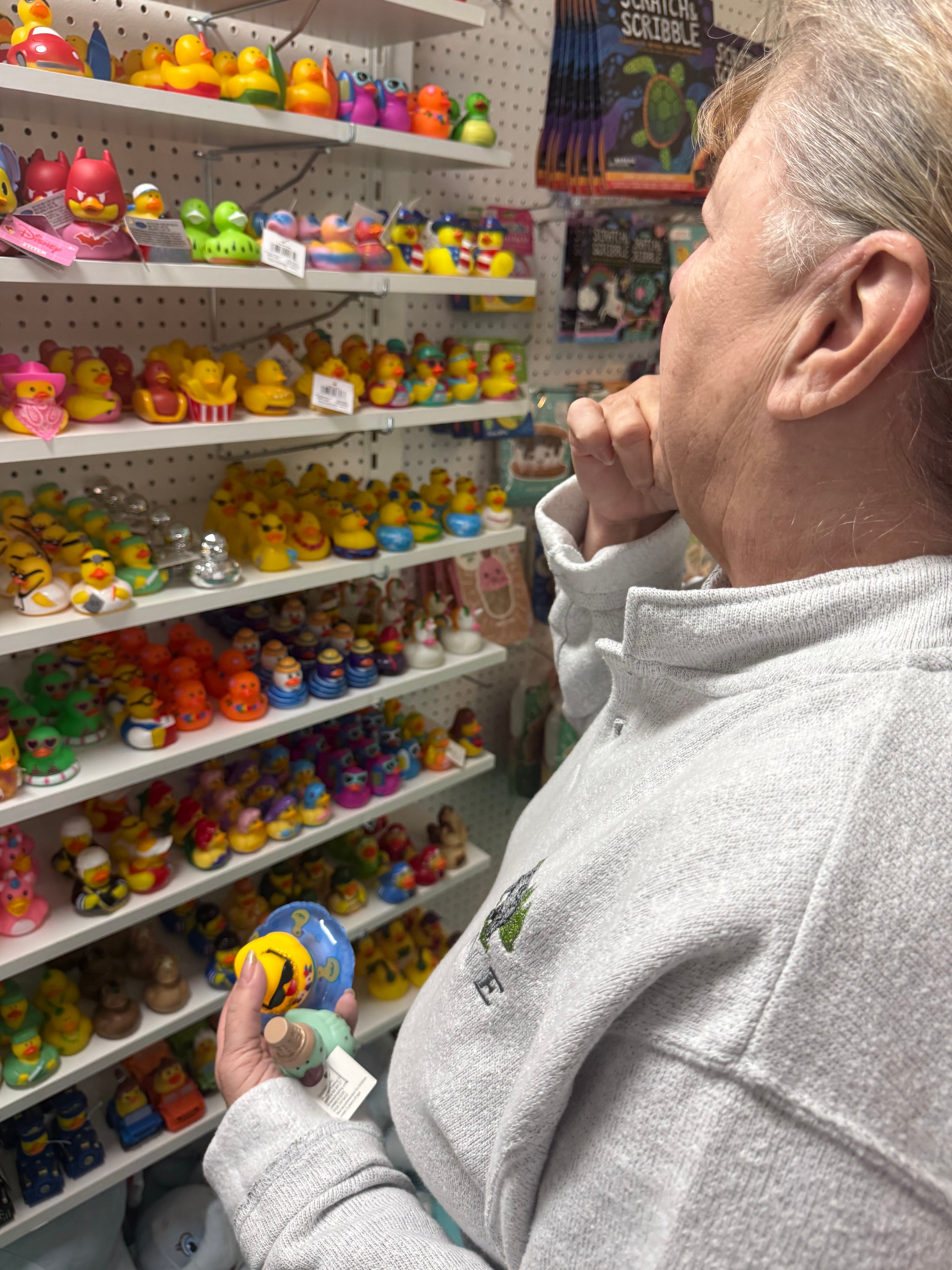 Picking out a rubber duck