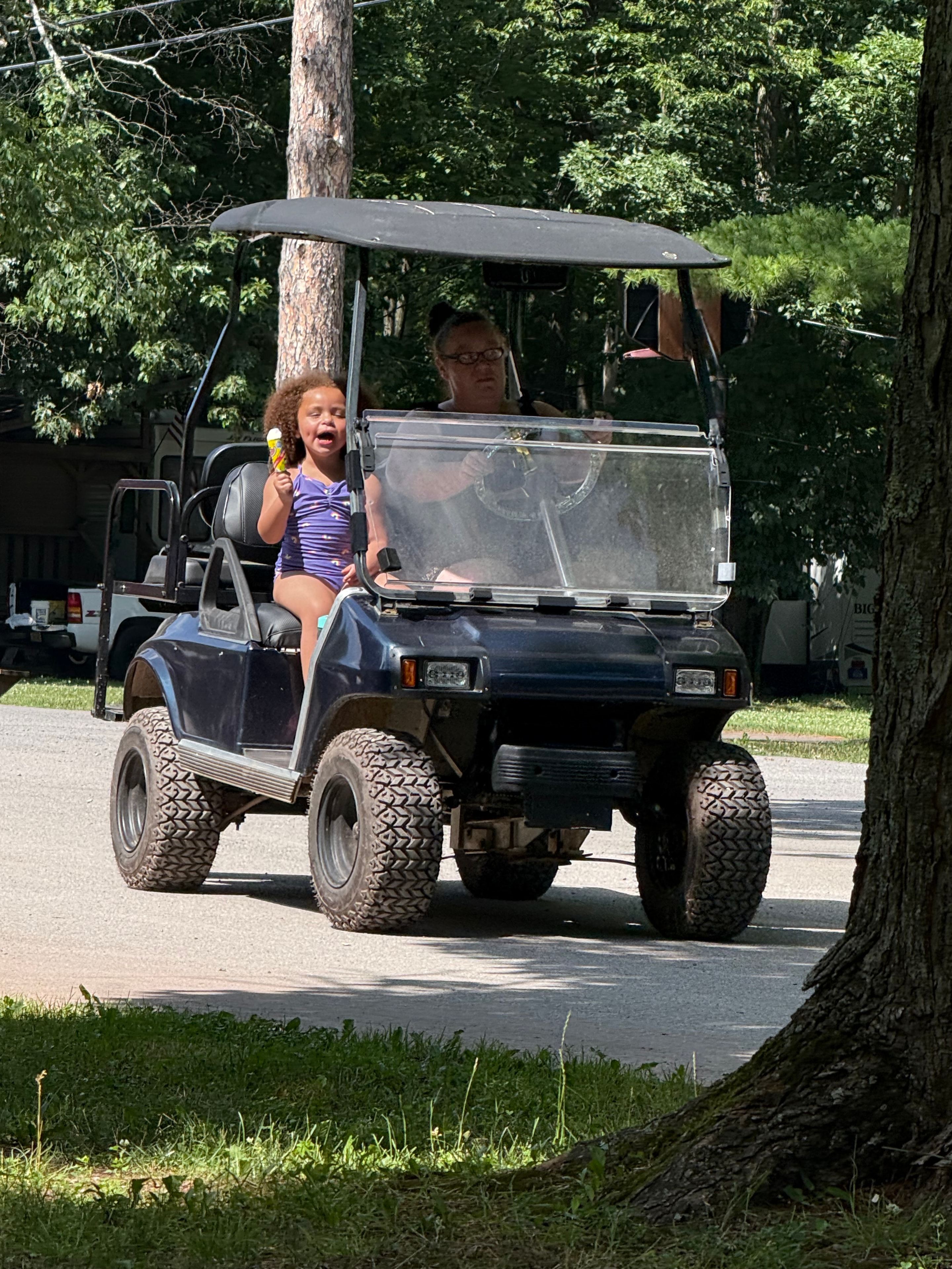 Cruising the campground road