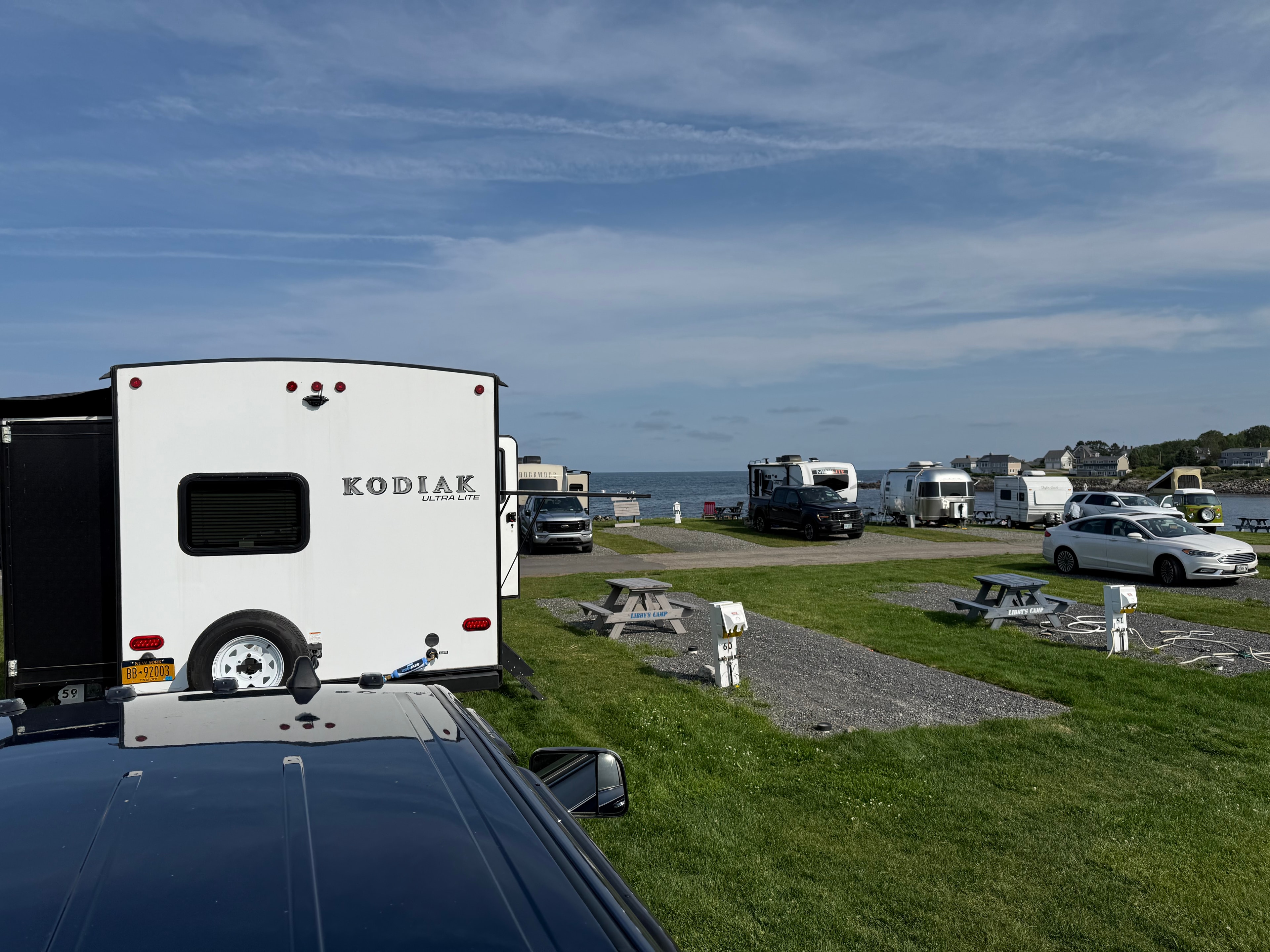 Kodiak hooked up at the campsite