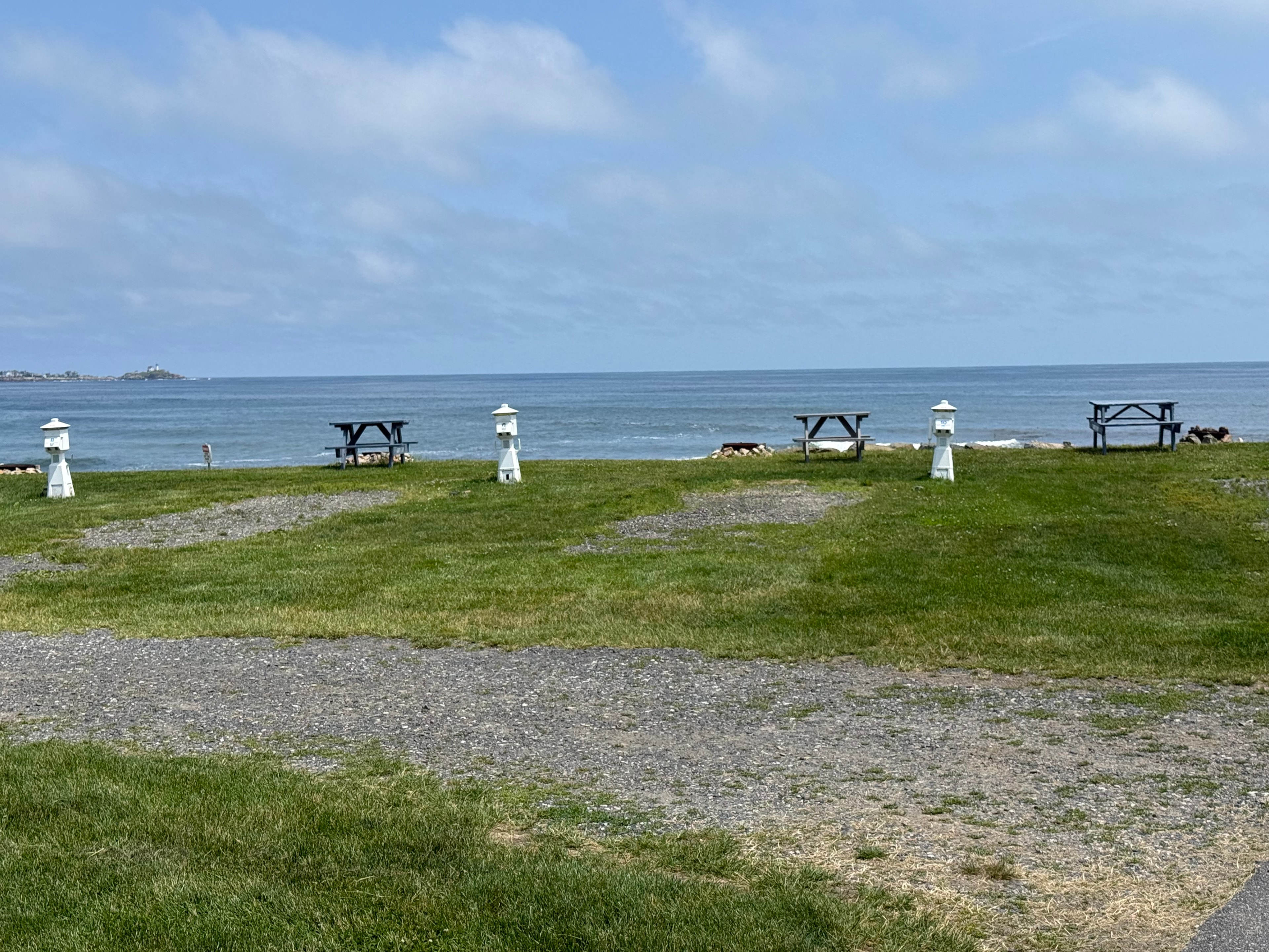 Picnic tables overlooking the ocean at York
