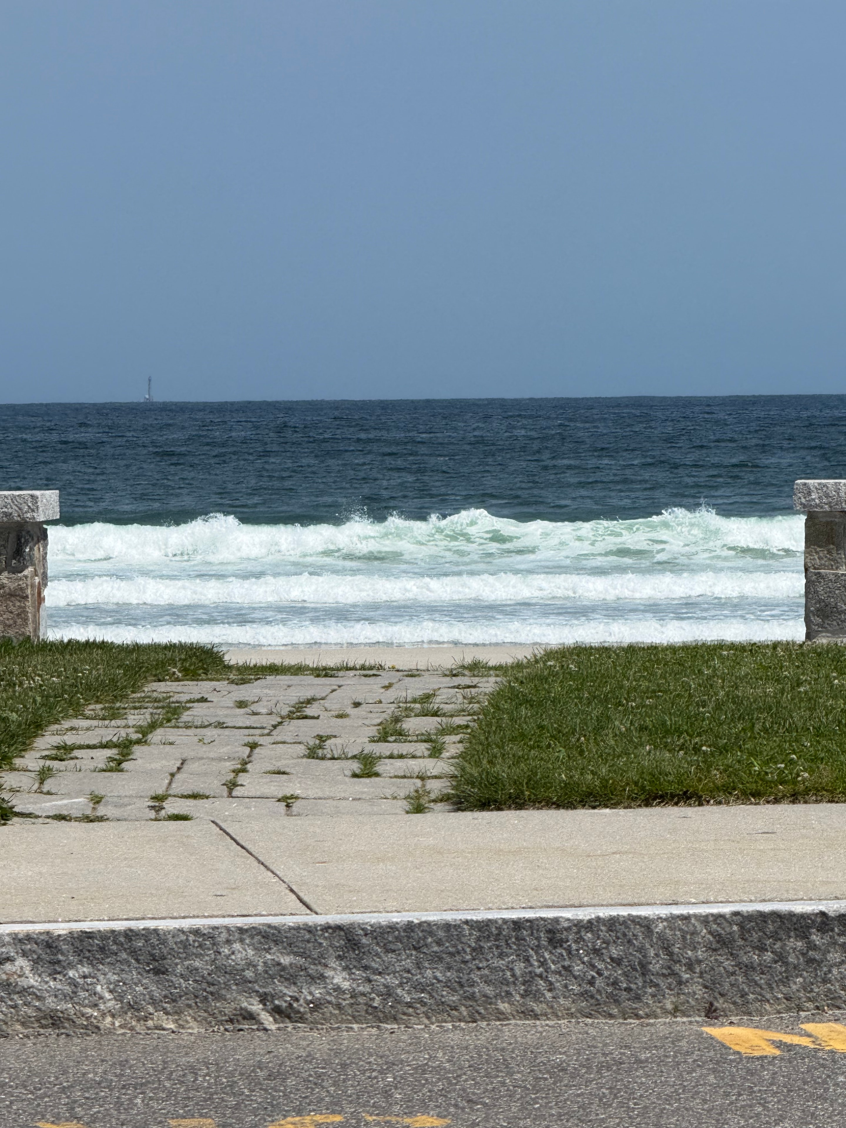 Waves crashing along the seawall